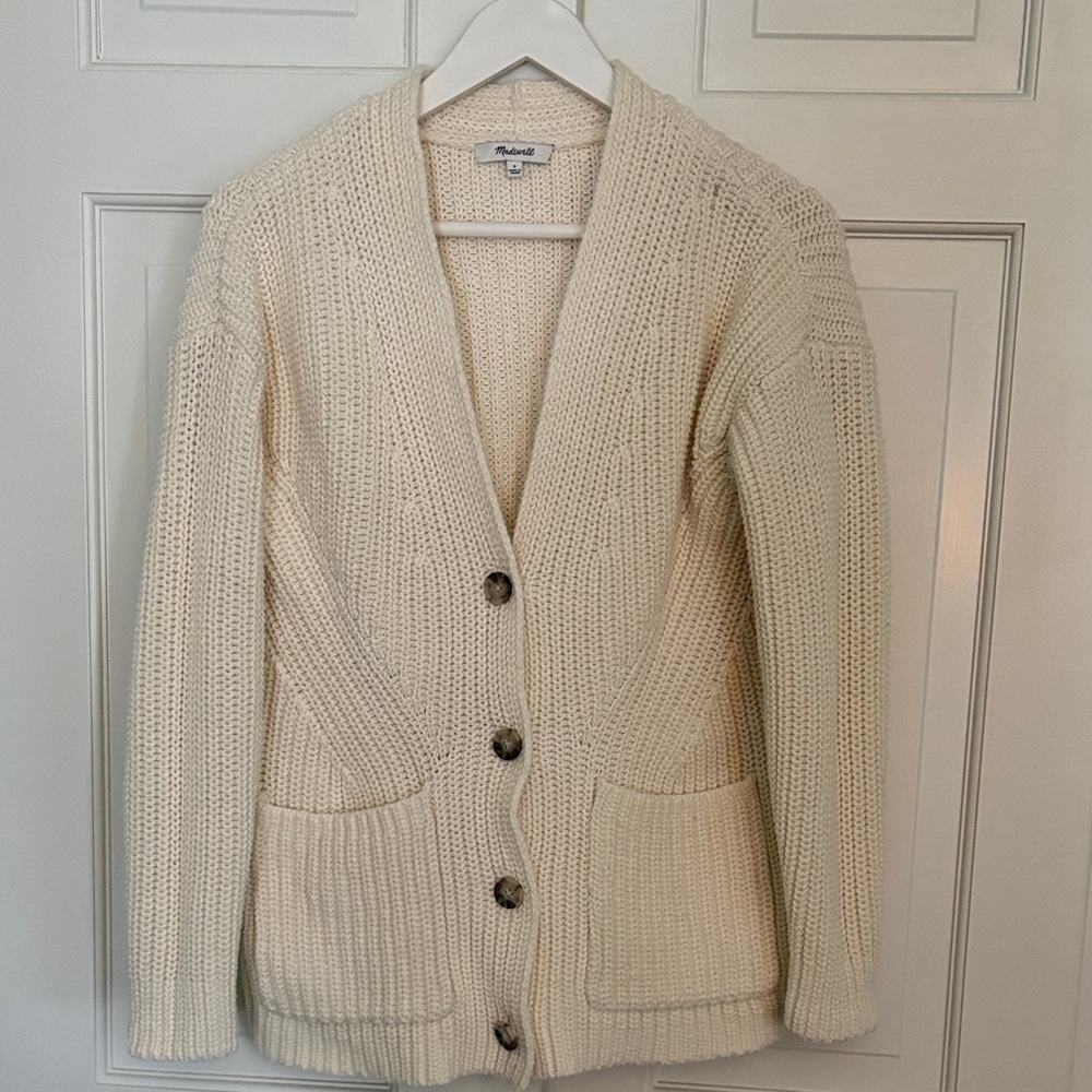 Madewell Women's Ivory Button-Up Cardigan